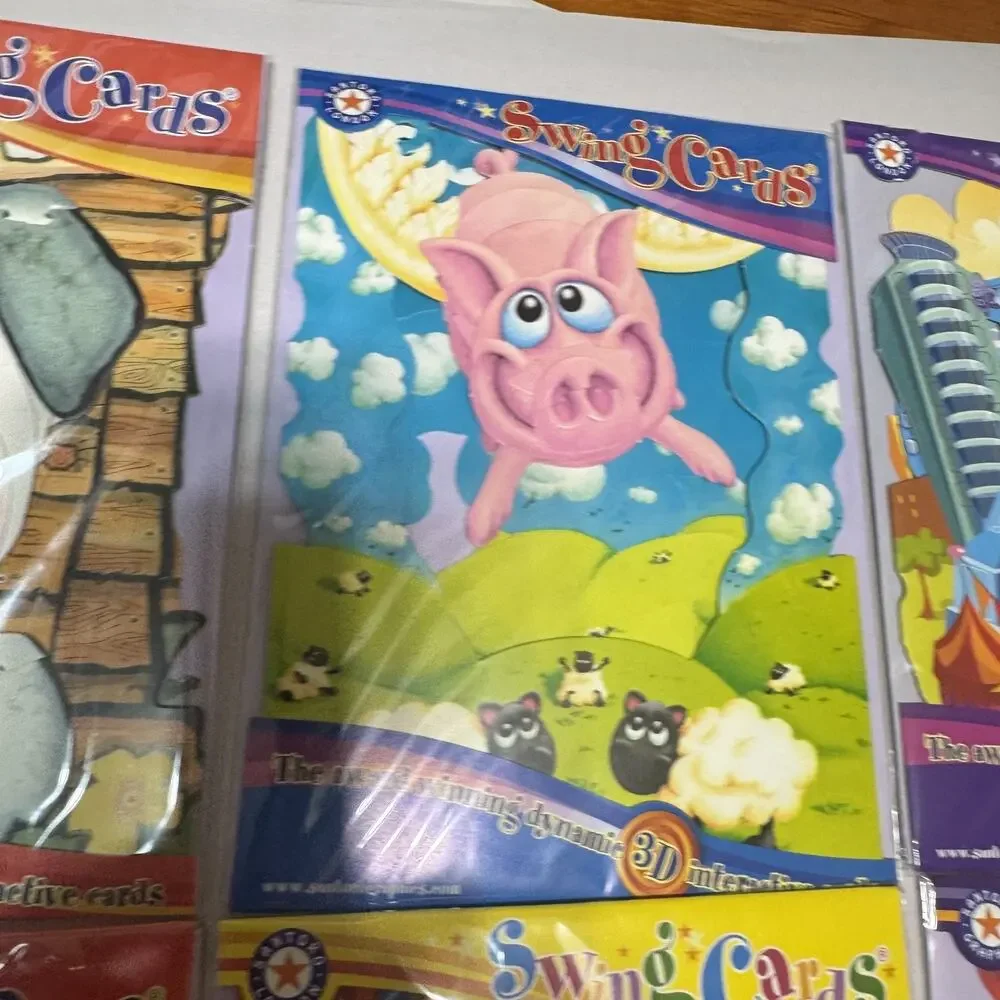 New Lot of 6 Swing 3D Popup Cards Santoro Birthday colorful dog pig circus roses